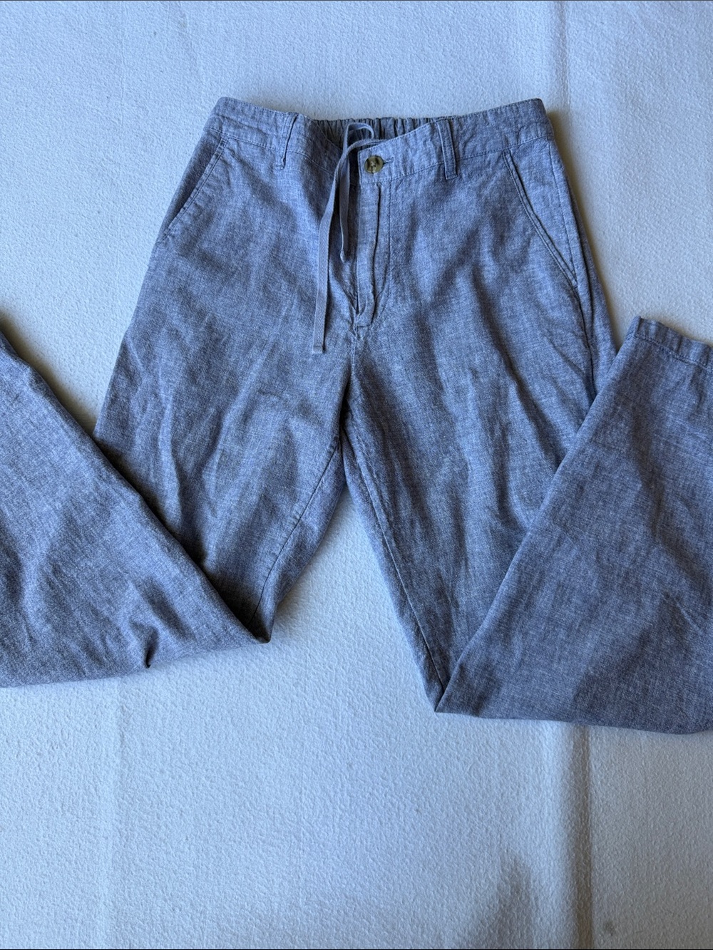 Uniqlo Women's Drawstring Chinos Pants linen cotton XS waist 24-25.